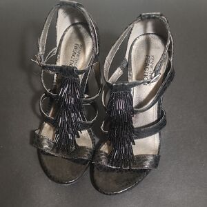 Kenneth Cole Reaction Black Fringe Heels